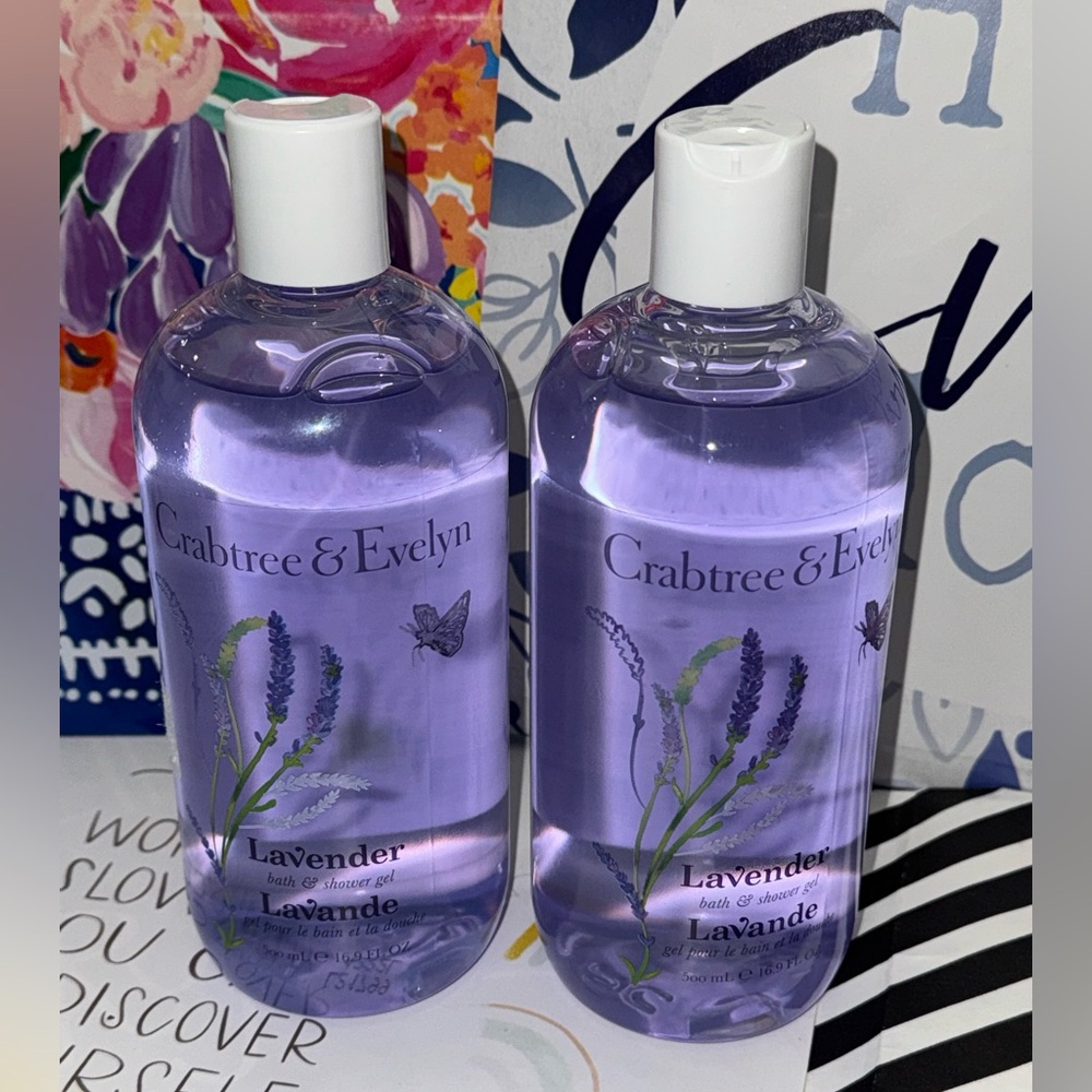 NEW SET Of 2 Crabtree & Evelyn LAVENDER Scented Bath & Shower Gel 16.9 oz Each